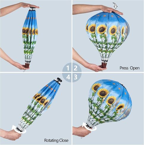 2Pack Multicolor Hot Air Balloon Rainbow Wind Spinner Garden Decor, 59" H x 12" W, Nylon, UV & Weather Resistant, Fully Collapsible in Kuwait