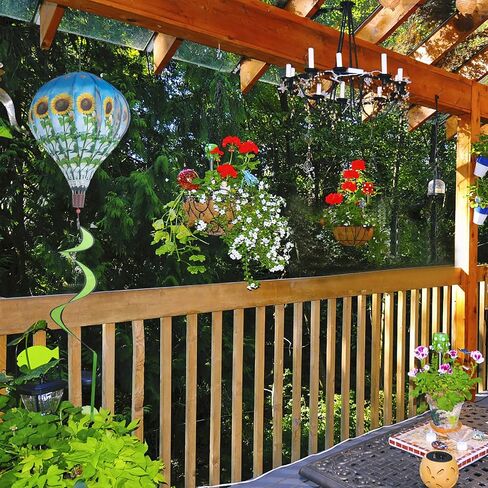 2Pack Multicolor Hot Air Balloon Rainbow Wind Spinner Garden Decor, 59" H x 12" W, Nylon, UV & Weather Resistant, Fully Collapsible in Kuwait