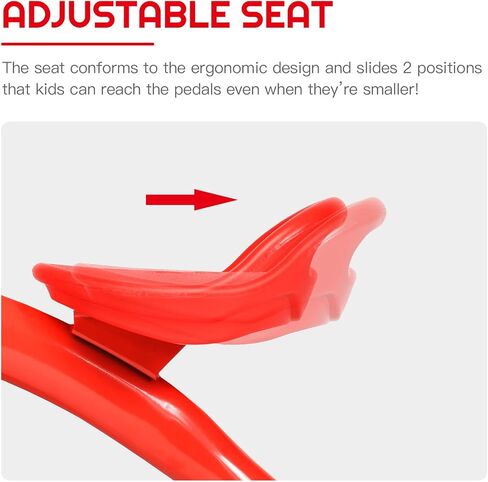 دراجة ثلاثية العجلات للأطفال من INFANS مع مقعد قابل للتعديل، وسلة تخزين، وعجلات هادئة ممتازة، ومقبض غير قابل للانزلاق (أحمر) in Kuwait