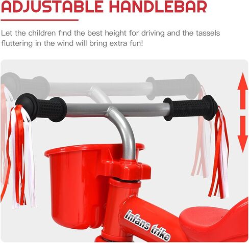دراجة ثلاثية العجلات للأطفال من INFANS مع مقعد قابل للتعديل، وسلة تخزين، وعجلات هادئة ممتازة، ومقبض غير قابل للانزلاق (أحمر) in Kuwait