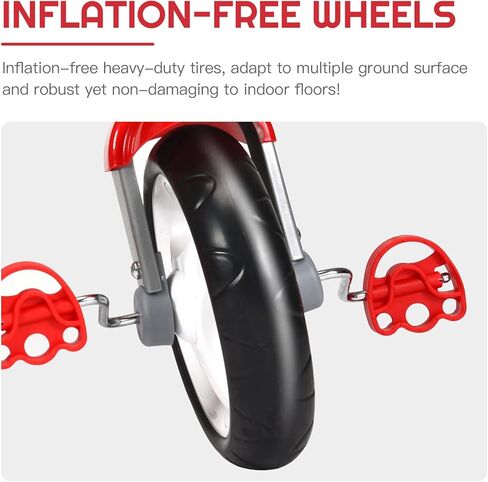 دراجة ثلاثية العجلات للأطفال من INFANS مع مقعد قابل للتعديل، وسلة تخزين، وعجلات هادئة ممتازة، ومقبض غير قابل للانزلاق (أحمر) in Kuwait