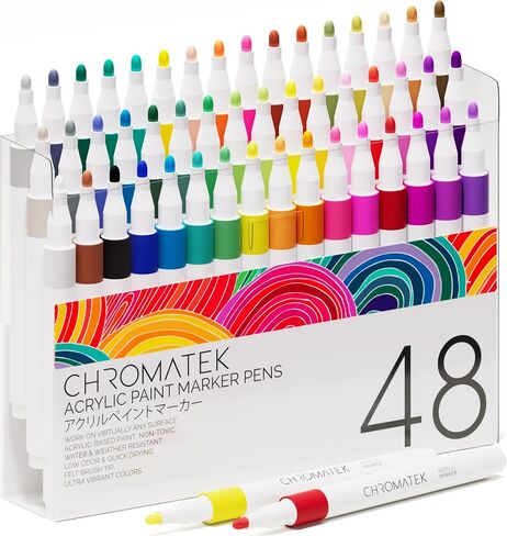 CHROMATEK Waterproof Acrylic Paint Markers,Water-based 24 Colors Paint Pens, 2mm Round Tip Acrylic Markers for Rock, Glass, Ceramic, Painting, Drawing & Art Supplies in Saudi Arabia