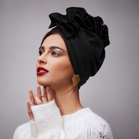 عمامة نسائية وأغطية للرأس، قبعات جمجمة، قبعة صغيرة بعقدة زهرة عمامة أفريقية مربوطة مسبقًا للنساء in Kuwait