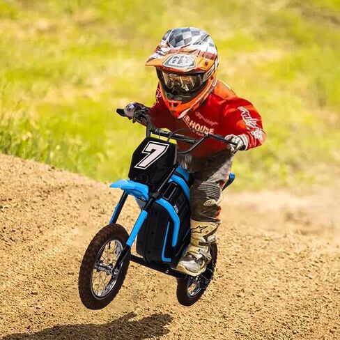 24V Electric Dirt Bike for Kids 8-14, Kids Motorcycle Electric Bike Motor Bike with Authentic Motocross Dirt Bikes Geometry, Rear-Wheel Drive, High-Torque, Kids Electric Dirt Bike, Blue in Kuwait