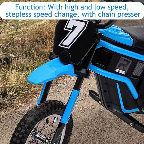 24V Electric Dirt Bike for Kids 8-14, Kids Motorcycle Electric Bike Motor Bike with Authentic Motocross Dirt Bikes Geometry, Rear-Wheel Drive, High-Torque, Kids Electric Dirt Bike, Blue in Kuwait