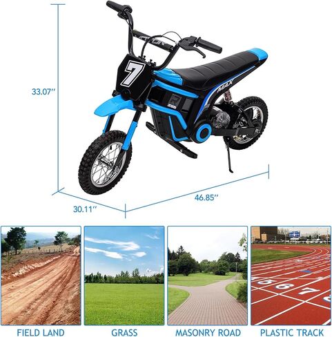 24V Electric Dirt Bike for Kids 8-14, Kids Motorcycle Electric Bike Motor Bike with Authentic Motocross Dirt Bikes Geometry, Rear-Wheel Drive, High-Torque, Kids Electric Dirt Bike, Blue in Kuwait