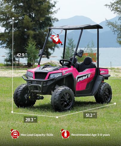 ELEMARA 2 Seater Ride on Toy for Big Kids w/Sun Shade, Dump Bed & Shovel,4WD Powered Electric Ride on Car,12V 10AH Battery Cars w/Remote Control, Ride on Truck,3 Speeds,LED Lights,Bluetooth Music,Pink in Saudi Arabia