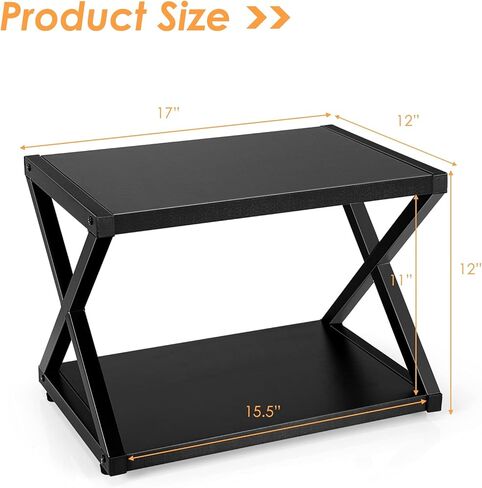 حامل طابعة سطح المكتب من Tangkula بطبقتين، رف كتب تخزين خشبي مع 4 وسادات مضادة للانزلاق قابلة للتعديل، منظم تخزين على سطح الطاولة على شكل X، مثالي للمنزل والمكتب in Kuwait