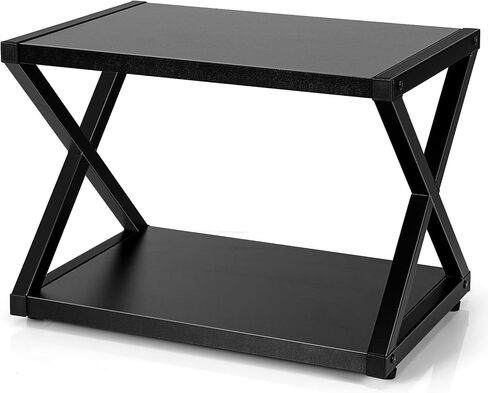 حامل طابعة سطح المكتب من Tangkula بطبقتين، رف كتب تخزين خشبي مع 4 وسادات مضادة للانزلاق قابلة للتعديل، منظم تخزين على سطح الطاولة على شكل X، مثالي للمنزل والمكتب in Kuwait