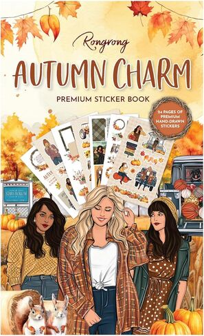 كتاب ملصقات سحر الخريف - كتاب ملصقات مخطط للمخططين والتقويمات والمجلات ولوحات الرؤية - جودة جمالية ممتازة مرسومة يدويًا - ملحقات سجل القصاصات - 24 صفحة in Kuwait