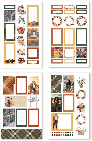 كتاب ملصقات سحر الخريف - كتاب ملصقات مخطط للمخططين والتقويمات والمجلات ولوحات الرؤية - جودة جمالية ممتازة مرسومة يدويًا - ملحقات سجل القصاصات - 24 صفحة in Kuwait