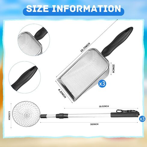 6pcs Shelling Tools for Beach Include Sand Sifter with Extra Long Adjustable Handle, Beach Mesh Shovel, Sand Scoop for Kids Girls Boys in Saudi Arabia