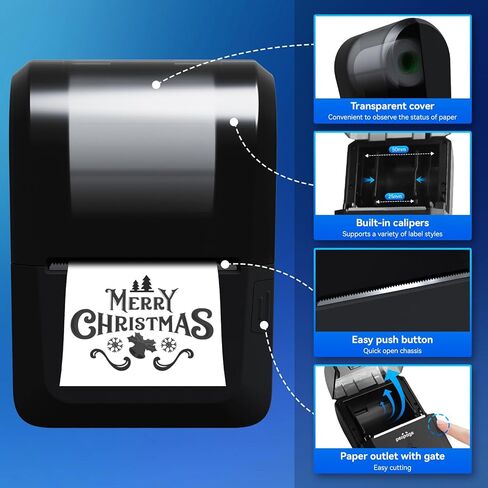 Label Maker Machine, PB20 Bluethooth Label Printer, 2 Inch Portable Thermal Printer for Small Business,Clothing, Logo, Sticker Printer for Phones & PC（Black） in Kuwait