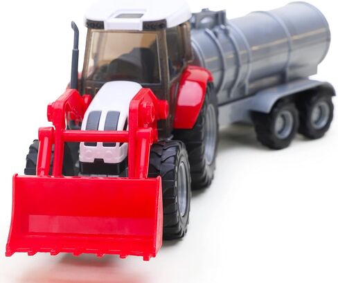 Toyland Tractor & Trailer Set 1:32 Scale - Boys Vehicle Play Toys (RED Tractor Barrel Trailer) in Saudi Arabia