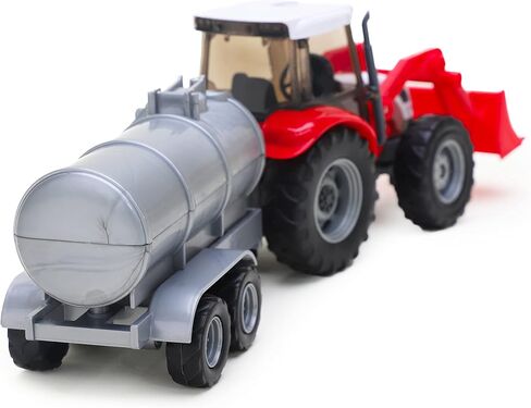 Toyland Tractor & Trailer Set 1:32 Scale - Boys Vehicle Play Toys (RED Tractor Barrel Trailer) in Saudi Arabia