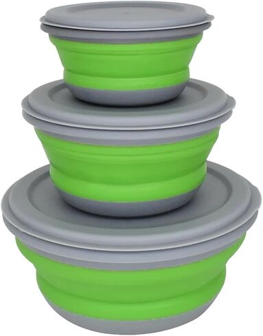 Collapsible Bowls, 3pcs Food Grade Silicone Camping Bowl Salad Bowl with lids, Portable Expandable Lunch Box Food Storage Container for Camping Travel and Picnic in Saudi Arabia