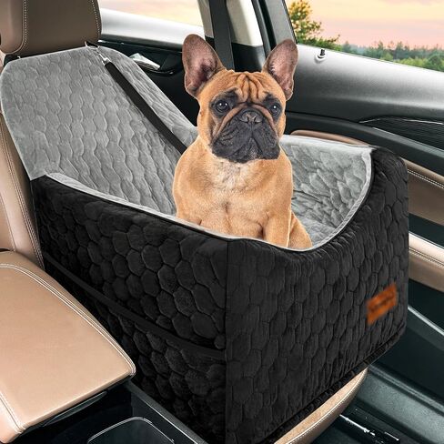 Dog Car Seat for Small Dogs, Memory Foam Dog Booster Seat, Elevated Pet Car Seat for Dogs up to 35 lbs, Travel Safety Dog Car Bed with Washable Removable Cover, Storage Pockets (Black) in Saudi Arabia