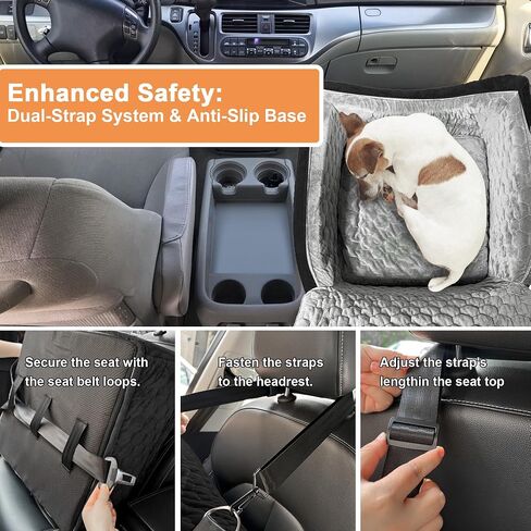 Dog Car Seat for Small Dogs, Memory Foam Dog Booster Seat, Elevated Pet Car Seat for Dogs up to 35 lbs, Travel Safety Dog Car Bed with Washable Removable Cover, Storage Pockets (Black) in Saudi Arabia