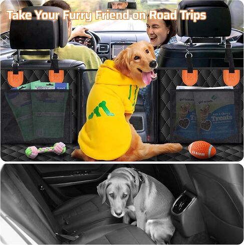 Back Seat Extender for Dogs-Supports, Waterproof Dog Car Seat Cover Hard Bottom-Detachable, 600D Heavy Duty Scratch Proof Nonslip Soft, Dog Hammock for Car, SUV, Truck (Holds 450lbs) in Saudi Arabia