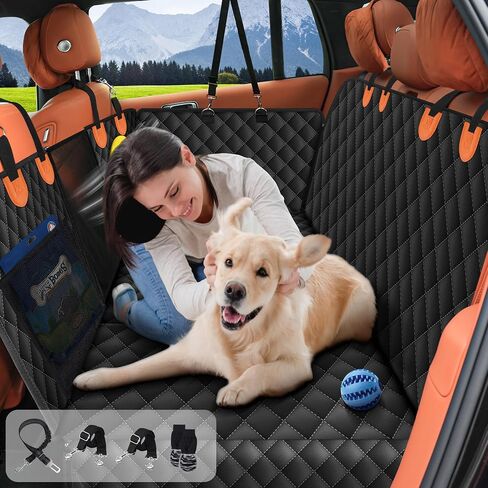 Back Seat Extender for Dogs-Supports, Waterproof Dog Car Seat Cover Hard Bottom-Detachable, 600D Heavy Duty Scratch Proof Nonslip Soft, Dog Hammock for Car, SUV, Truck (Holds 450lbs) in Saudi Arabia
