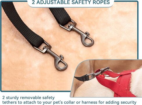 Petsfit Dog Car Seat for Medium Dogs or 2 Small Dogs, Upgraded Dog Booster Car Seat for Front and Back Seats with 2 Safety Leashes (Medium, Deep Grey) in Saudi Arabia