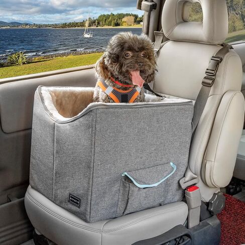 Petsfit Dog Car Seat for Medium Dogs or 2 Small Dogs, Upgraded Dog Booster Car Seat for Front and Back Seats with 2 Safety Leashes (Medium, Deep Grey) in Kuwait