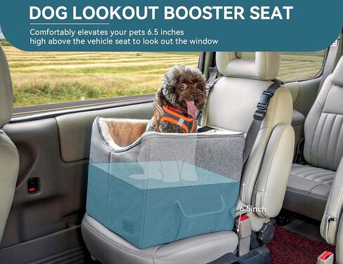 Petsfit Dog Car Seat for Medium Dogs or 2 Small Dogs, Upgraded Dog Booster Car Seat for Front and Back Seats with 2 Safety Leashes (Medium, Deep Grey) in Kuwait
