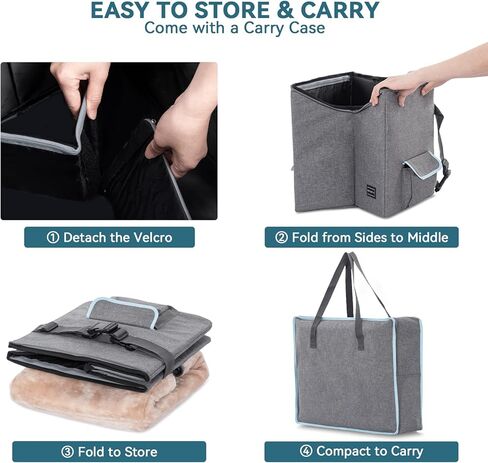 Petsfit Dog Car Seat for Medium Dogs or 2 Small Dogs, Upgraded Dog Booster Car Seat for Front and Back Seats with 2 Safety Leashes (Medium, Deep Grey) in Kuwait