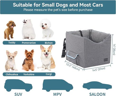 Petsfit Dog Car Seat for Medium Dogs or 2 Small Dogs, Upgraded Dog Booster Car Seat for Front and Back Seats with 2 Safety Leashes (Medium, Deep Grey) in Kuwait