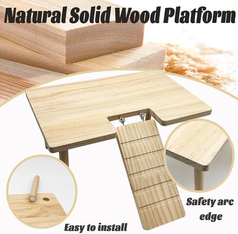 Hamster Platform with Legs, Small Syrian Hamsters Climbing Platforms with Ramp Kit with Hamster Hest, Wood Ladder Bridge Rat Playing Toy Standing Table Gerbil Cage Accessories in Saudi Arabia