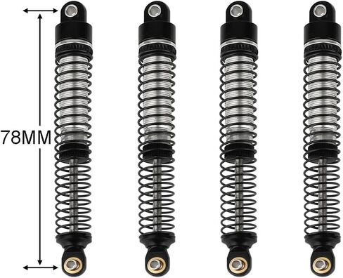 78mm Aluminum Long Threaded Shocks Absorbers Oil Damper for 1/18 RC Crawler TRX4M TRX-4M KUpgrade Parts (Black) in Saudi Arabia