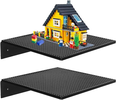 3-Pack Display Shelves for Minifigure - Wall Mount Shelf for Building Bricks Holds Up to 72 Figures, Cabinet Acrylic Floating Display Case Compatible with Lego Figure Collectibles Black (Shelf Only) in Saudi Arabia