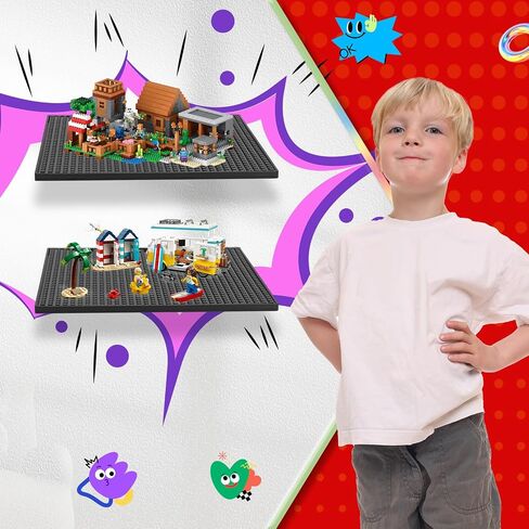 3-Pack Display Shelves for Minifigure - Wall Mount Shelf for Building Bricks Holds Up to 72 Figures, Cabinet Acrylic Floating Display Case Compatible with Lego Figure Collectibles Black (Shelf Only) in Saudi Arabia