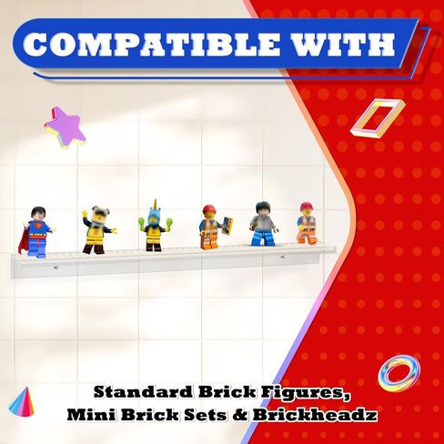 3-Pack Display Shelves for Minifigure - Wall Mount Shelf for Building Bricks Holds Up to 72 Figures, Cabinet Acrylic Floating Display Case Compatible with Lego Figure Collectibles Black (Shelf Only) in Saudi Arabia