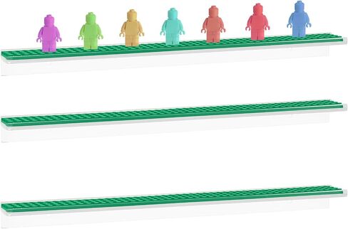 3-Pack Display Shelves for Minifigure - Wall Mount Shelf for Building Bricks Holds Up to 72 Figures, Cabinet Acrylic Floating Display Case Compatible with Lego Figure Collectibles Black (Shelf Only) in Saudi Arabia
