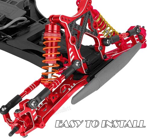 جزء ترقيات RC لـ ECX 1/10 2WD Ruckus، Ax، Brutus، Circuit، AMP MT، AMP DB، AMP Crush، K&N Torment، كتلة العجلات، كتل التوجيه، حاملات المحور الخلفي، الأذرع، عمود القيادة، أحمر in Kuwait