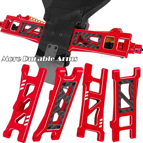 جزء ترقيات RC لـ ECX 1/10 2WD Ruckus، Ax، Brutus، Circuit، AMP MT، AMP DB، AMP Crush، K&N Torment، كتلة العجلات، كتل التوجيه، حاملات المحور الخلفي، الأذرع، عمود القيادة، أحمر in Kuwait