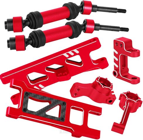 جزء ترقيات RC لـ ECX 1/10 2WD Ruckus، Ax، Brutus، Circuit، AMP MT، AMP DB، AMP Crush، K&N Torment، كتلة العجلات، كتل التوجيه، حاملات المحور الخلفي، الأذرع، عمود القيادة، أحمر in Kuwait