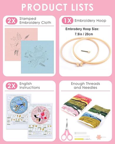 TINDTOP Embroidery Kit for Adult Beginners, Embroidery DIY Starter Kit in Saudi Arabia