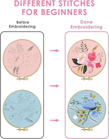 TINDTOP Embroidery Kit for Adult Beginners, Embroidery DIY Starter Kit in Saudi Arabia