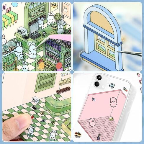 DIY 3D House Stickers, 4 Set Fun DIY Stickers Scene Make Your Own Warm Home, Supermarket, Coffee Shop, Music Bar, Cute 3D Cartoon Scene Stickers for Adult Kids Relief Stress Pass The Time (XMPLUS) in Saudi Arabia