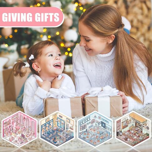 DIY 3D House Stickers, 4 Set Fun DIY Stickers Scene Make Your Own Warm Home, Supermarket, Coffee Shop, Music Bar, Cute 3D Cartoon Scene Stickers for Adult Kids Relief Stress Pass The Time (XMPLUS) in Saudi Arabia