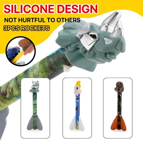 Rocket Launcher for Kids , Dinosaur Air Rocket Toys, 3 Dinosaur Rockets and Adjustable Dinosaur Launcher Stand, Outdoor Toys, Educational Toys and Gift for Boys or Girls Dinosaur in Saudi Arabia