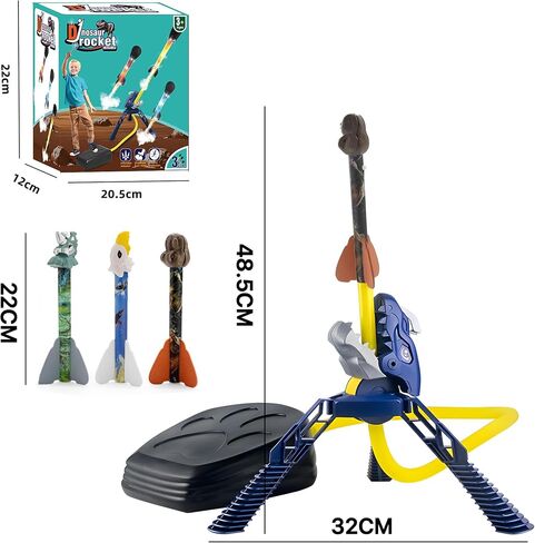 Rocket Launcher for Kids , Dinosaur Air Rocket Toys, 3 Dinosaur Rockets and Adjustable Dinosaur Launcher Stand, Outdoor Toys, Educational Toys and Gift for Boys or Girls Dinosaur in Saudi Arabia