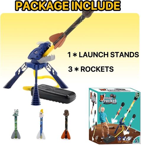 Rocket Launcher for Kids , Dinosaur Air Rocket Toys, 3 Dinosaur Rockets and Adjustable Dinosaur Launcher Stand, Outdoor Toys, Educational Toys and Gift for Boys or Girls Dinosaur in Saudi Arabia