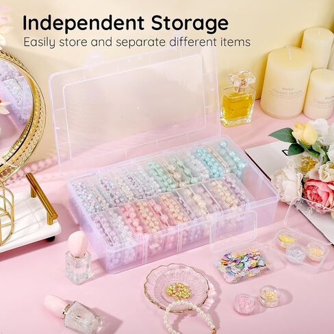Segbeauty Gem Organizer, Clear Bead Container 28 Compartments with Secure Lids, Removable Tiny Jewelry Storage Box, Transparent Jewelry Organizer for Seeds Craft Making Accessories in Kuwait