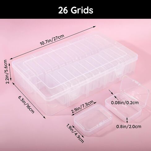 Segbeauty Gem Organizer, Clear Bead Container 28 Compartments with Secure Lids, Removable Tiny Jewelry Storage Box, Transparent Jewelry Organizer for Seeds Craft Making Accessories in Kuwait