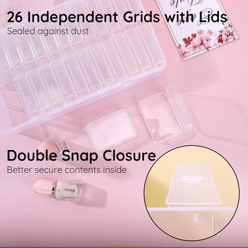 Segbeauty Gem Organizer, Clear Bead Container 28 Compartments with Secure Lids, Removable Tiny Jewelry Storage Box, Transparent Jewelry Organizer for Seeds Craft Making Accessories in Kuwait