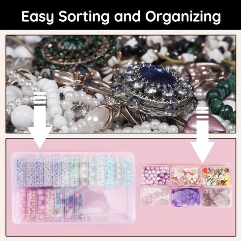 Segbeauty Gem Organizer, Clear Bead Container 28 Compartments with Secure Lids, Removable Tiny Jewelry Storage Box, Transparent Jewelry Organizer for Seeds Craft Making Accessories in Kuwait