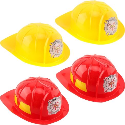 4 Pack Kids Fireman Hat Plastic Fire Chief Helmet Firefighter Hard Hat Fireman Costume Helmet for Boys and Girls in Saudi Arabia